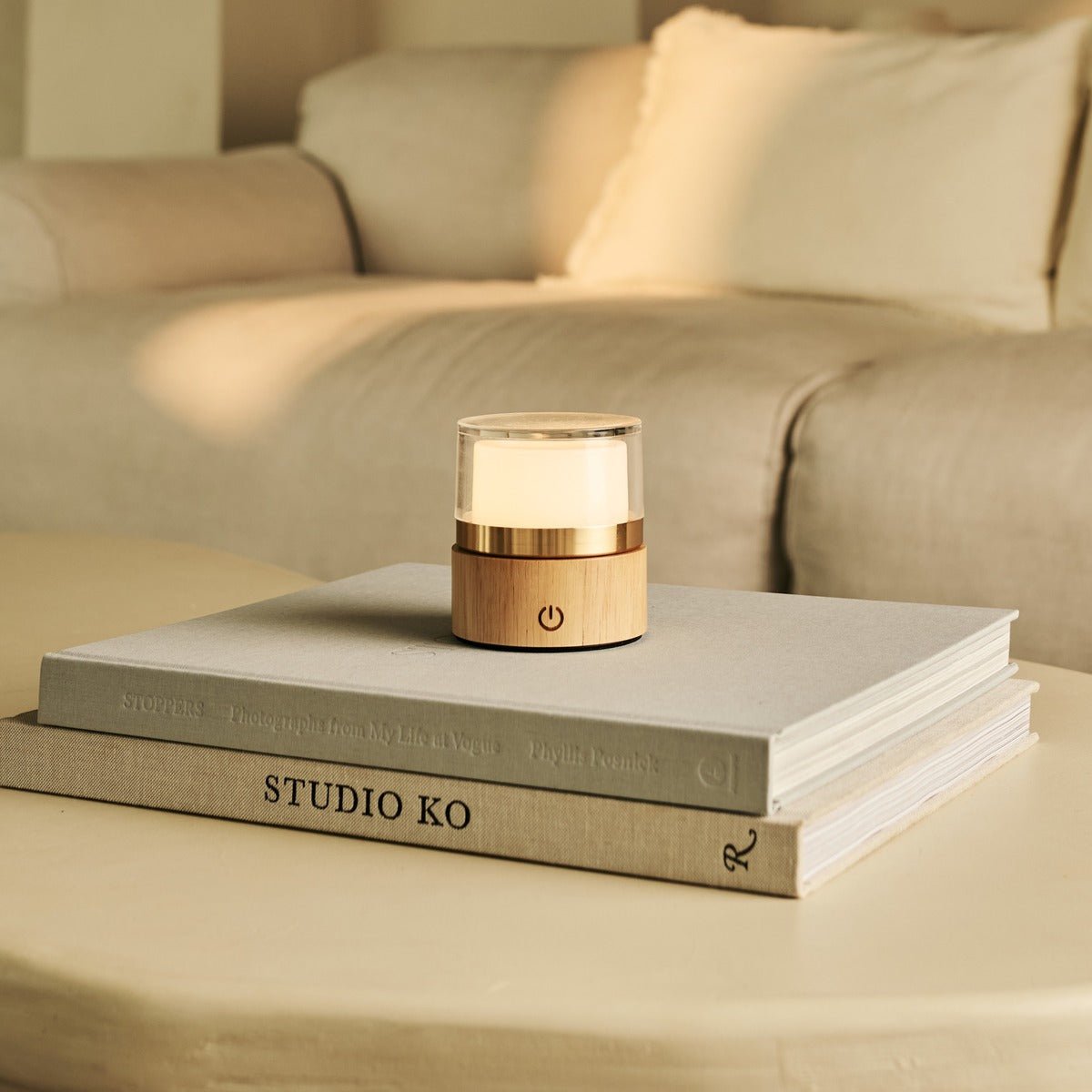 Tavellio-Amsterdam - Leo Lichtbruine compacte oplaadbare lamp - hout, dimbaar licht