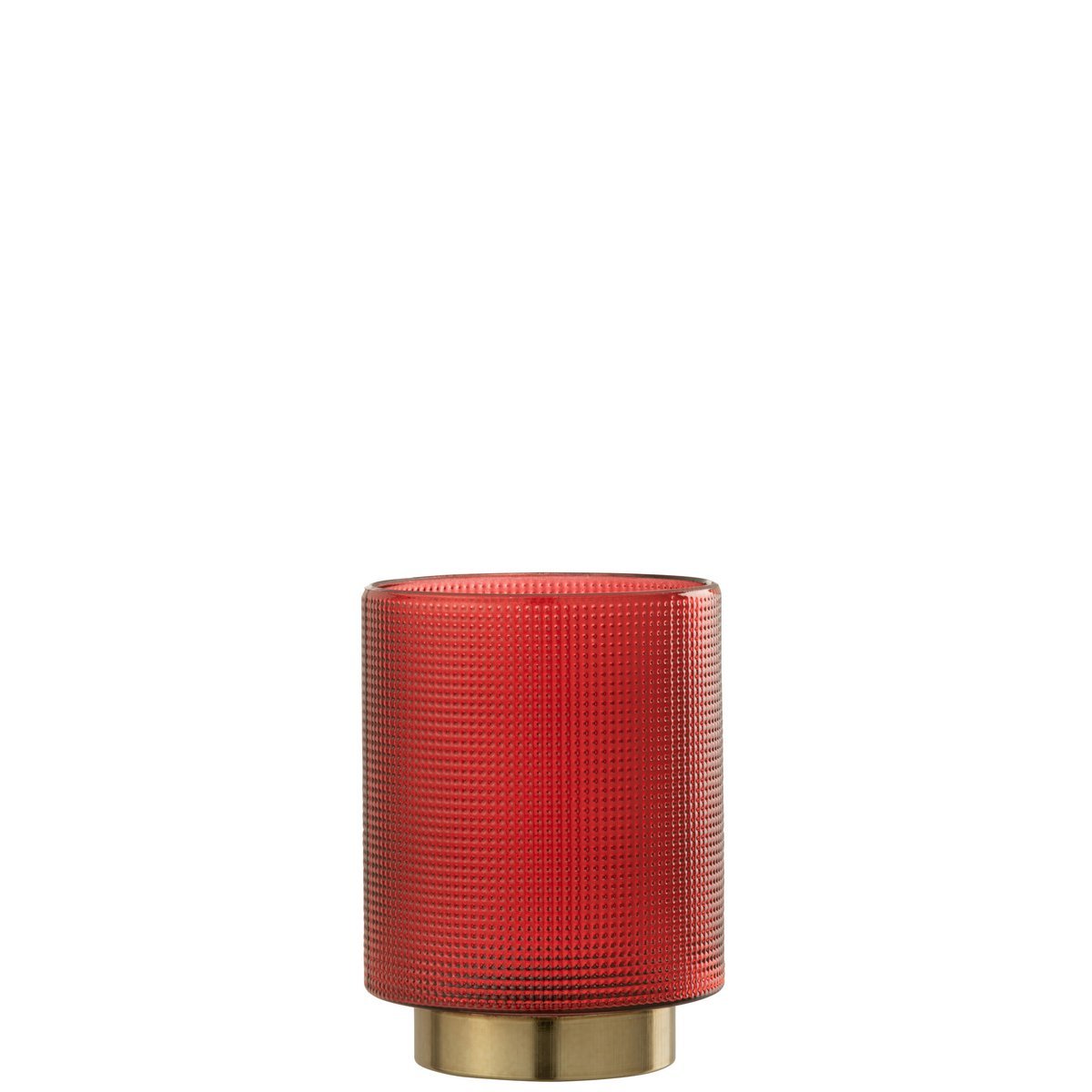 J-Line - Windlicht Geruit - Kaarsenhouder - Glas - Rood/Goud - Small