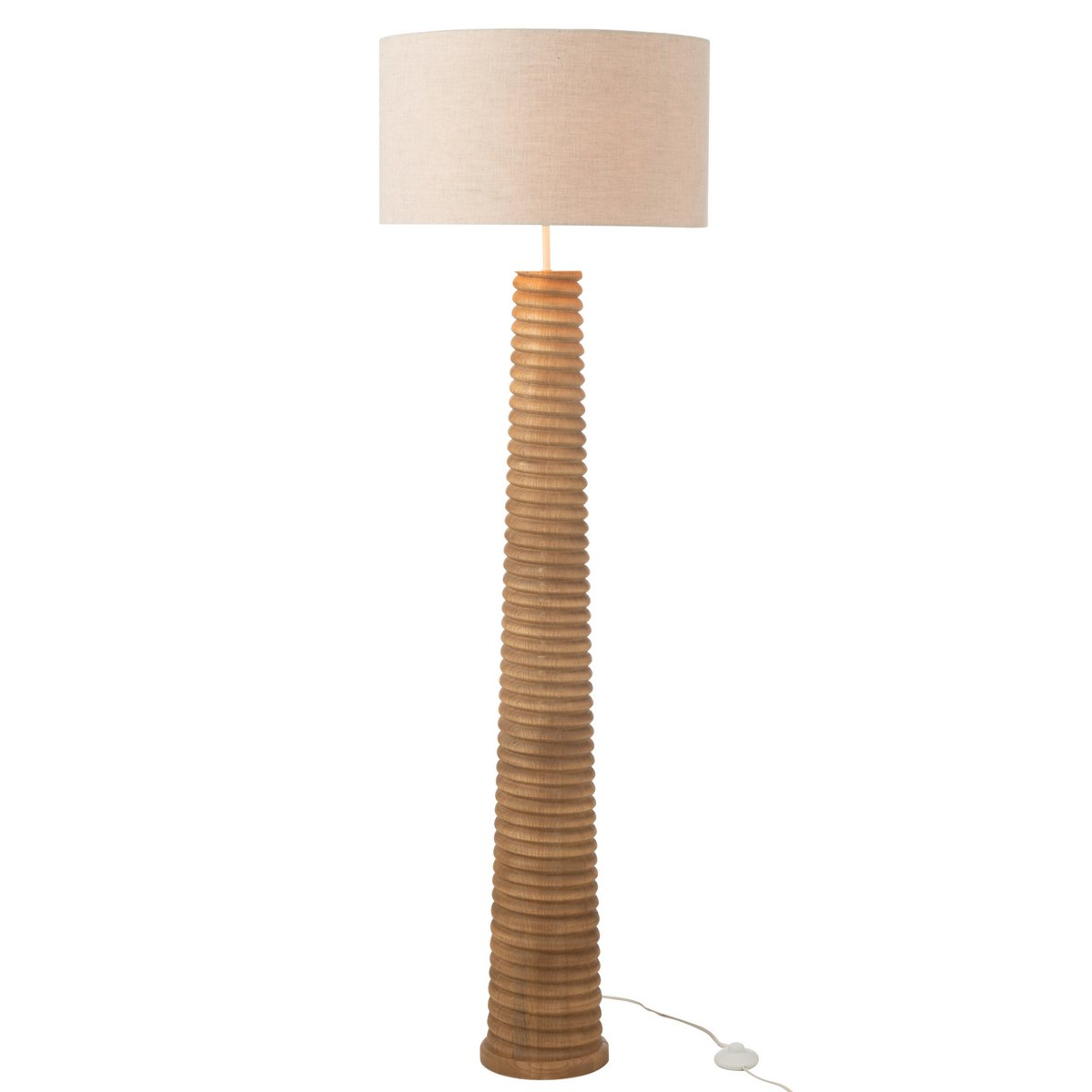 J-Line - Vloerlamp Schroefdraad Hout Naturel/Grijs