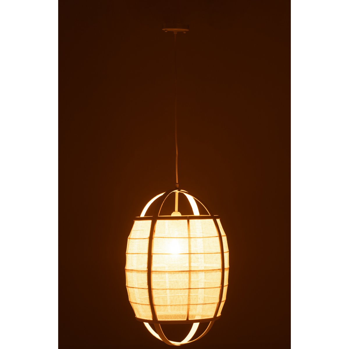 J-Line - Hanglamp Ion Linnen/Bamboe Wit Small