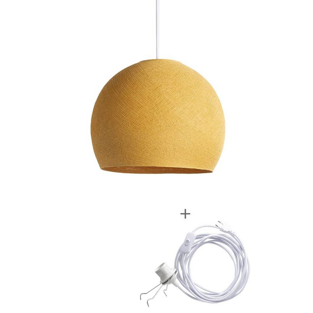 Cotton Ball Lights - Wandering Lamp Driekwart - Mustard - 41 cm (XL)