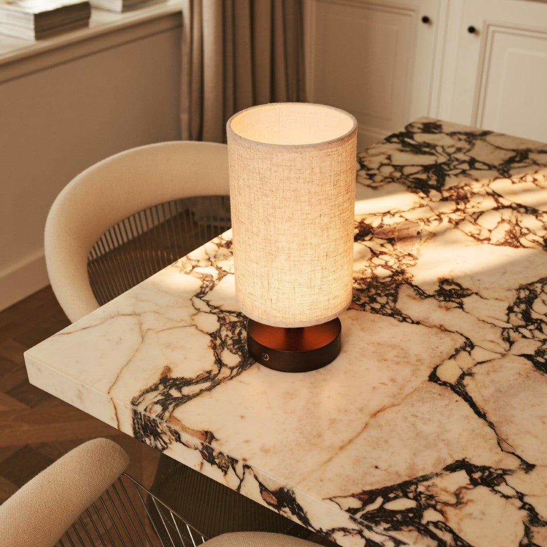 Tavellio-Amsterdam - Ben donkerbruine houten tafellamp - Oplaadbaar en dimbaar