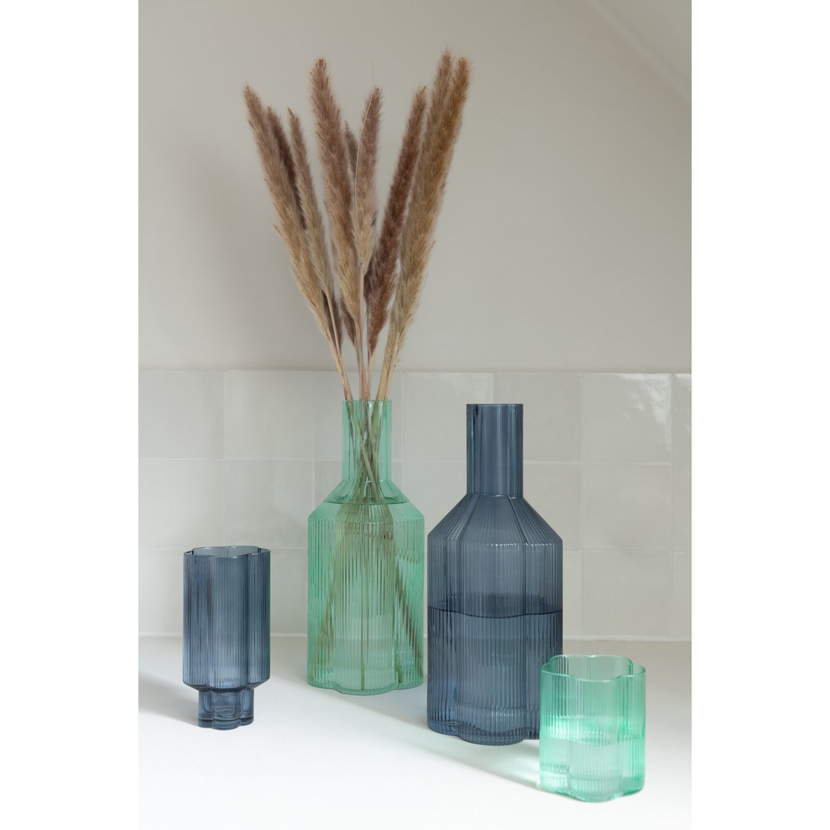 J-Line - Karaf Fiore - Glas - Aqua