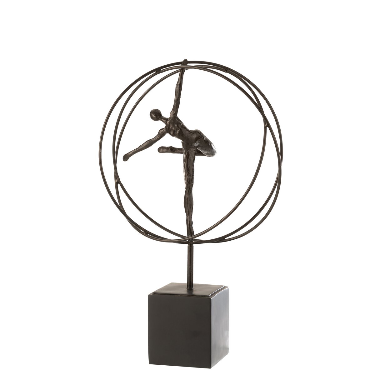 J-Line - Decoratief figuur 'Gymnaste in cirkel' (Bruin, Polyresin)