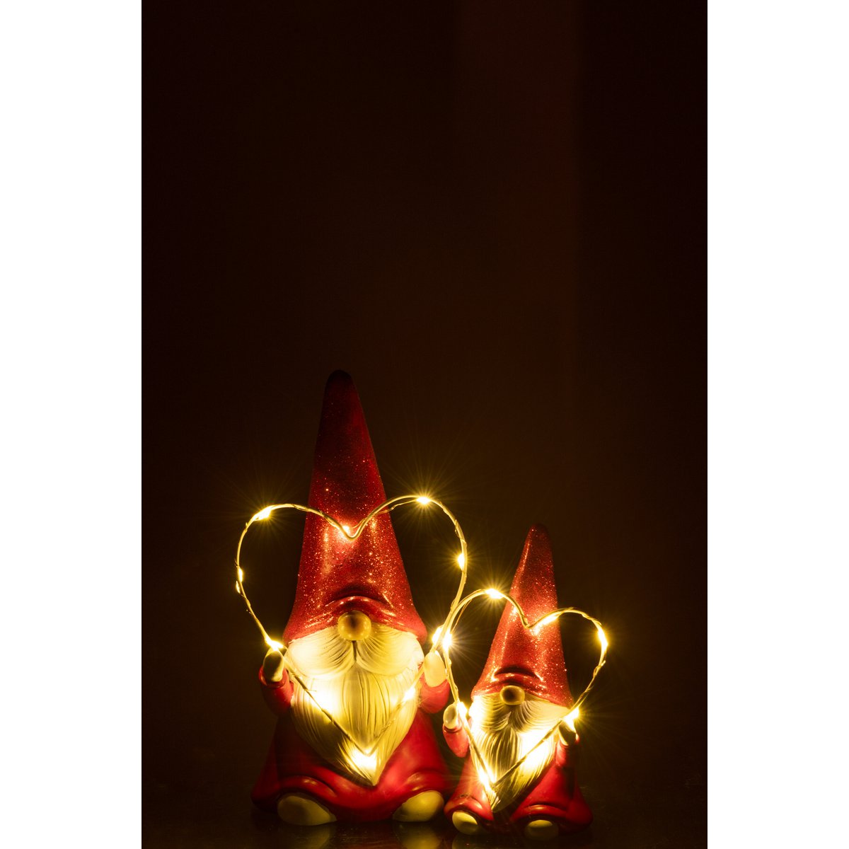 J-Line - Decoratief kerstfiguur 'Kerstman' (Maat L, LED, Wit/Rood)