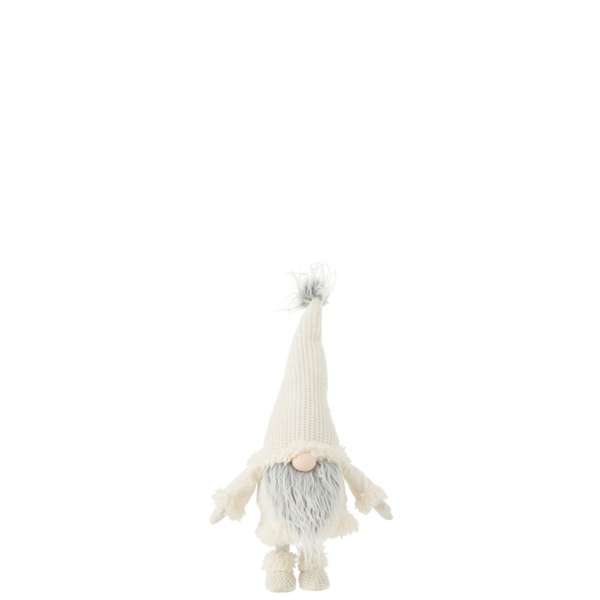 J-Line - Decoratief kerstfiguur 'Kabouter met grijze baard' (Wit)