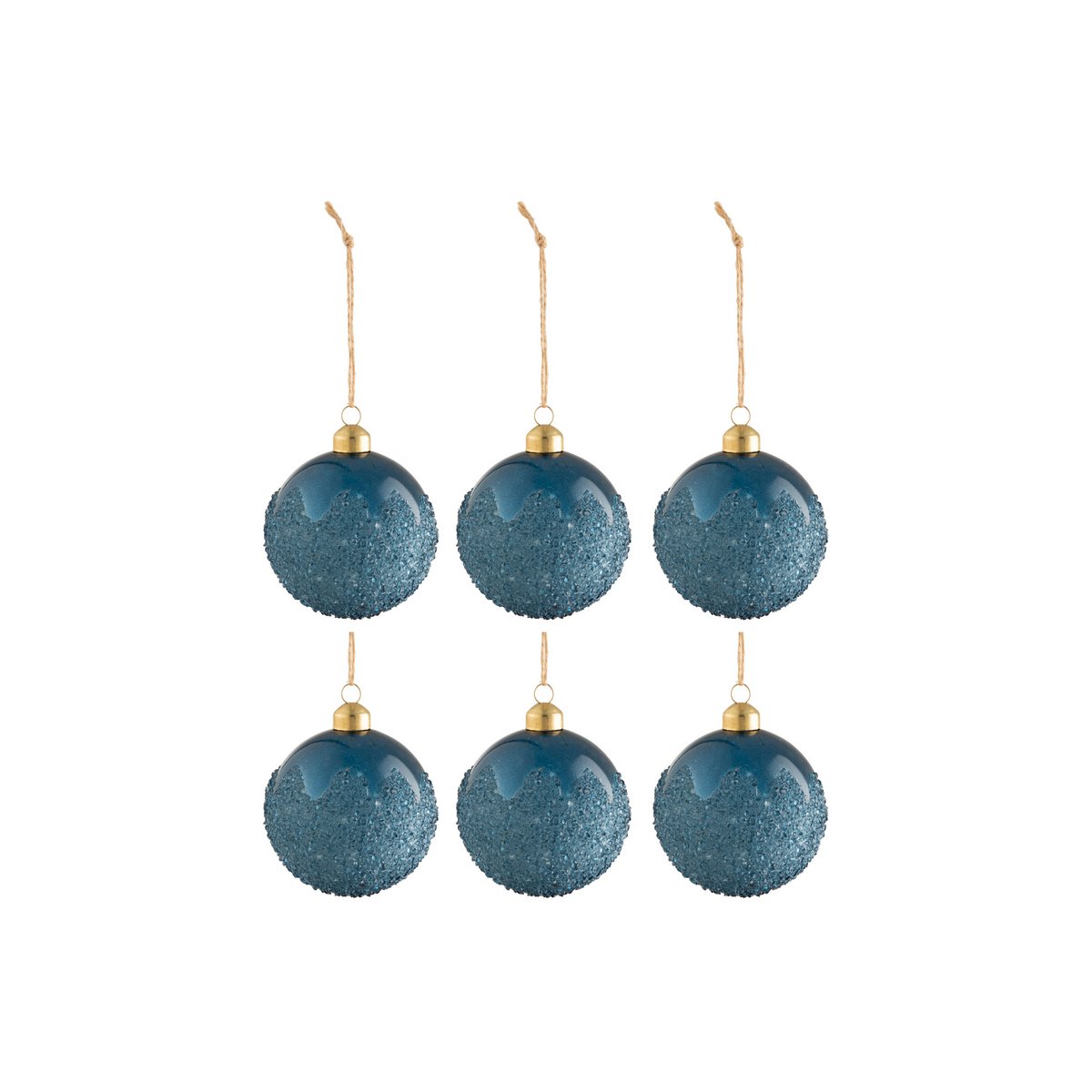 J-Line - Doos met kerstballen 'Kaja' (Set van 6, Blauw)