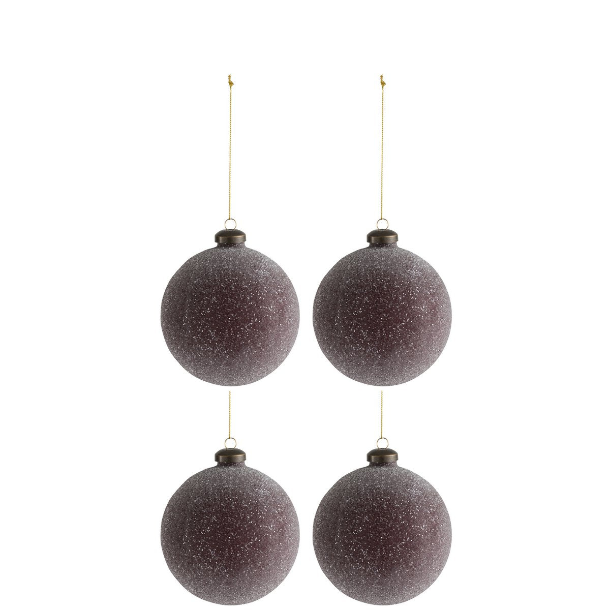 J-Line - Doos met kerstballen 'Parels' (Maat M, Set van 4, Bordeaux)