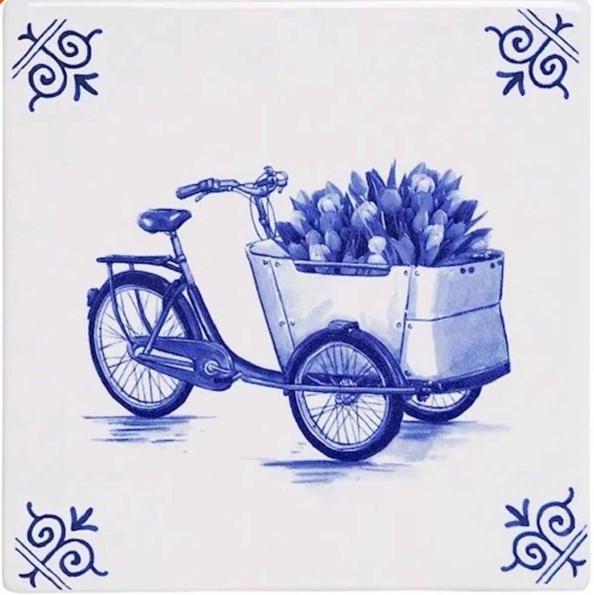 Heinen Delfts Blauw - Tegel 'Bakfiets'