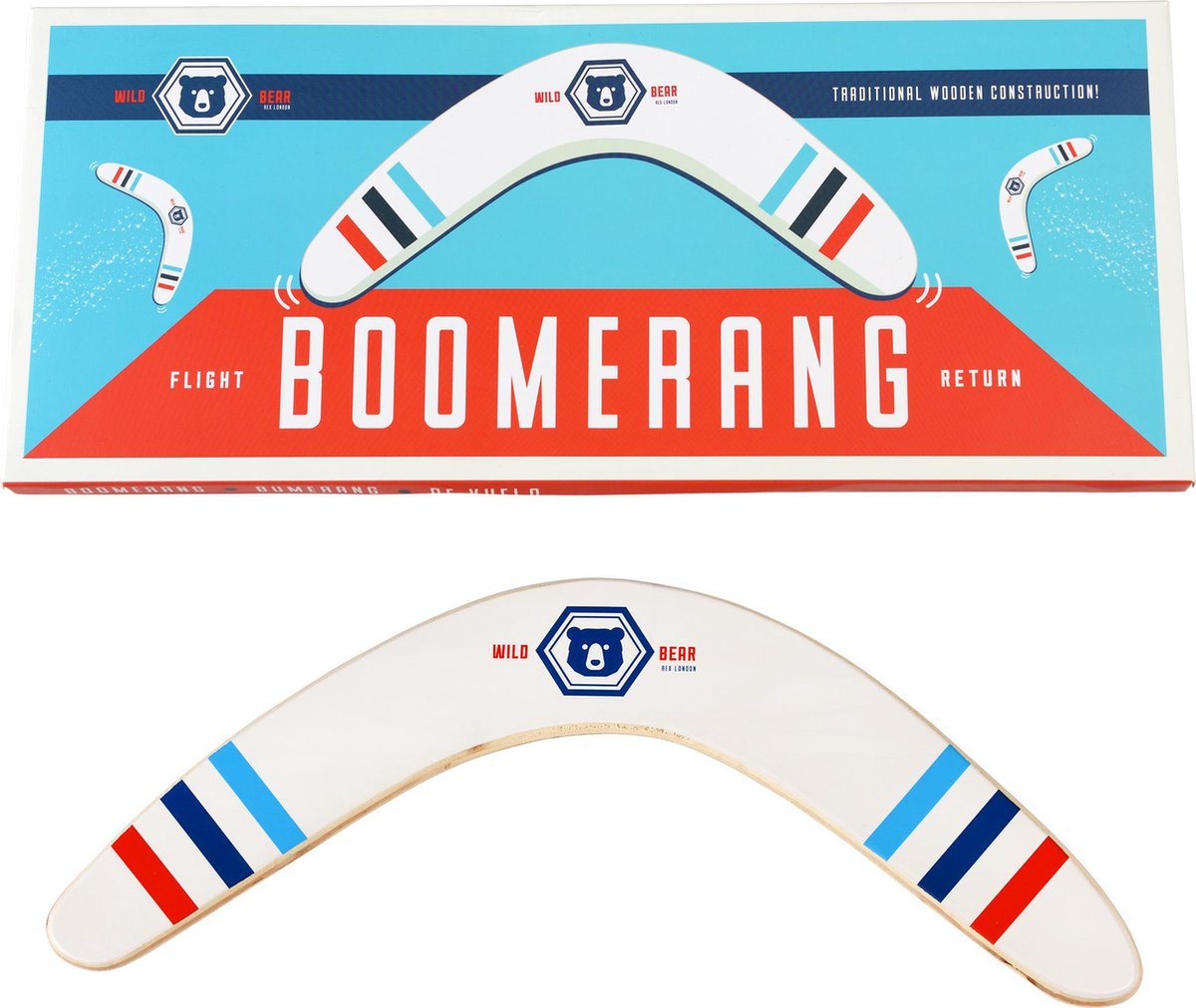 Rex London - Boomerang van hout 'Wild Bear'