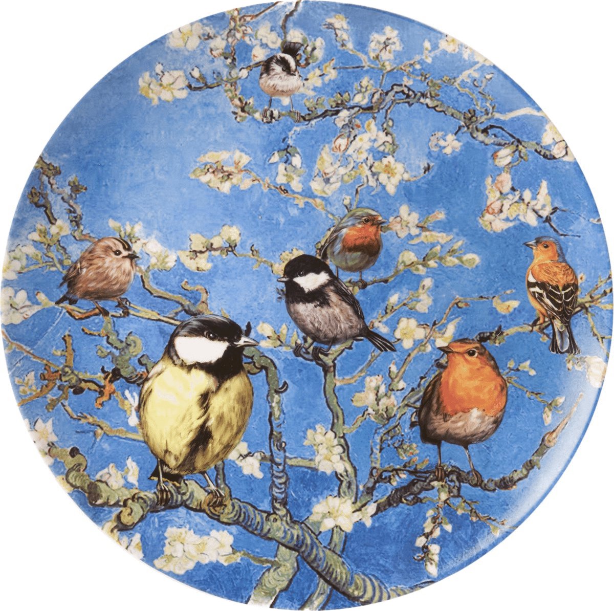 Heinen Delfts Blauw - Wandbord 'Vogels van Van Gogh'