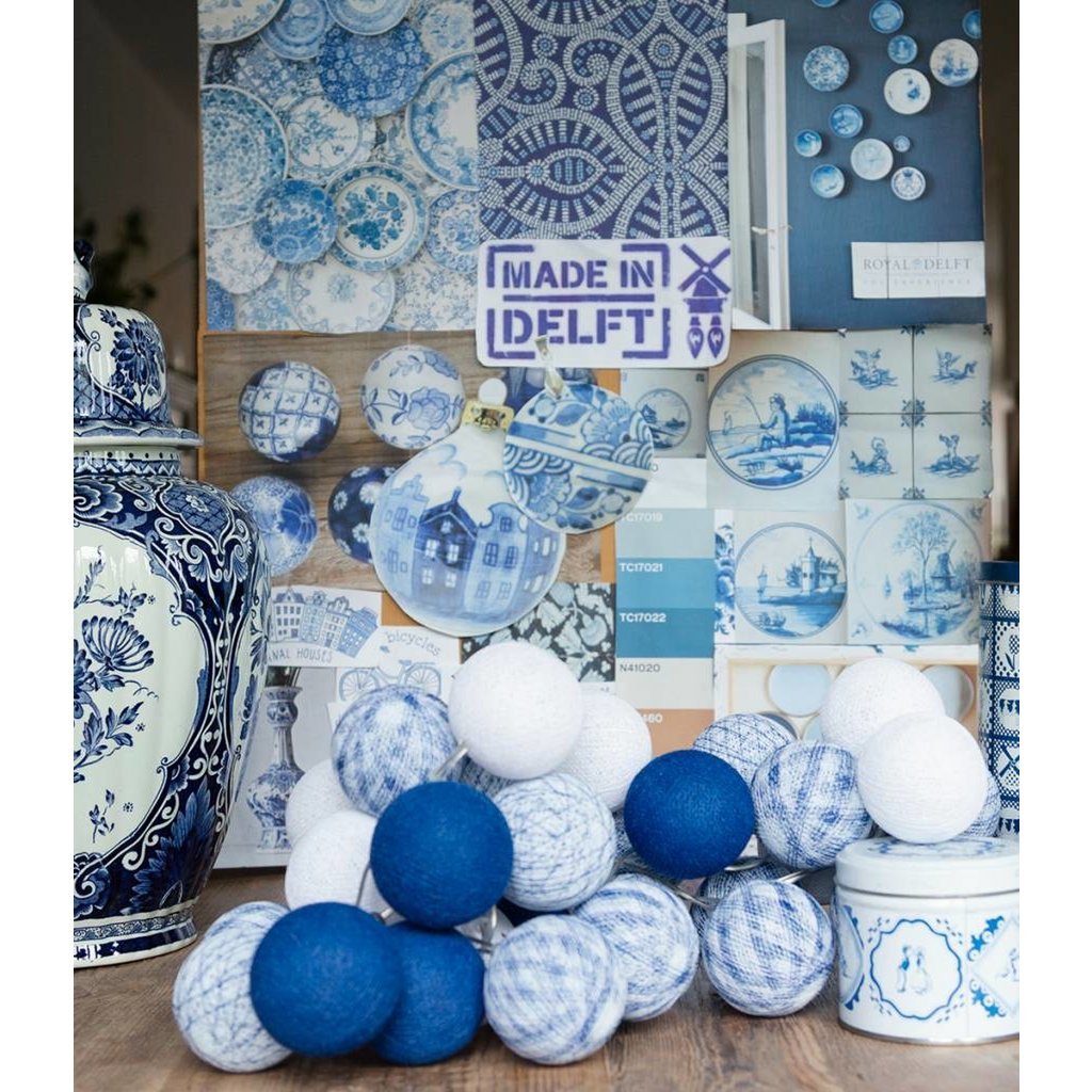 Cotton Ball Lights - Indoor regular Lichtslinger - Delft Blue - 20 cotton balls