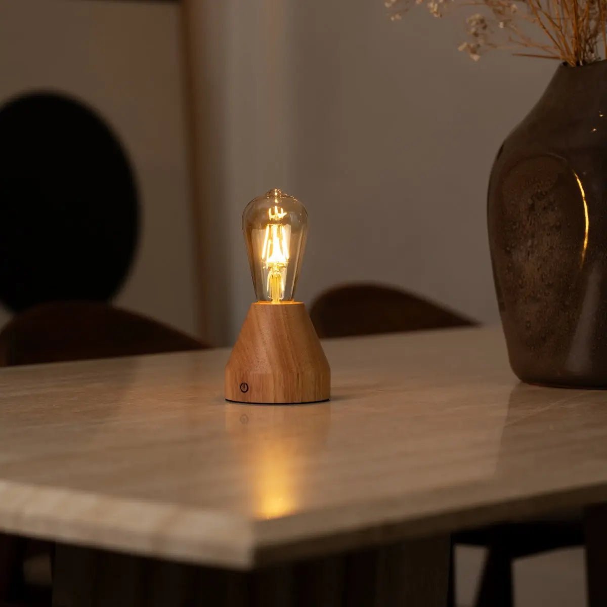 Tavellio-Amsterdam - Zavi lichtbruine oplaadbare LED-tafellamp | Dimbaar en draagbaar | Batterijduur van 80 uur