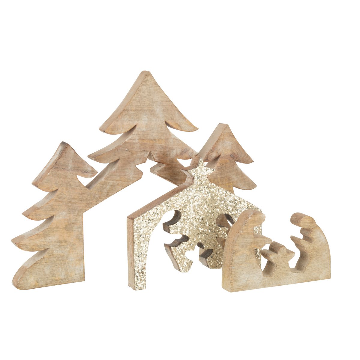 J-Line - Kerststal 'Puzzel' (Maat L, Glitter)