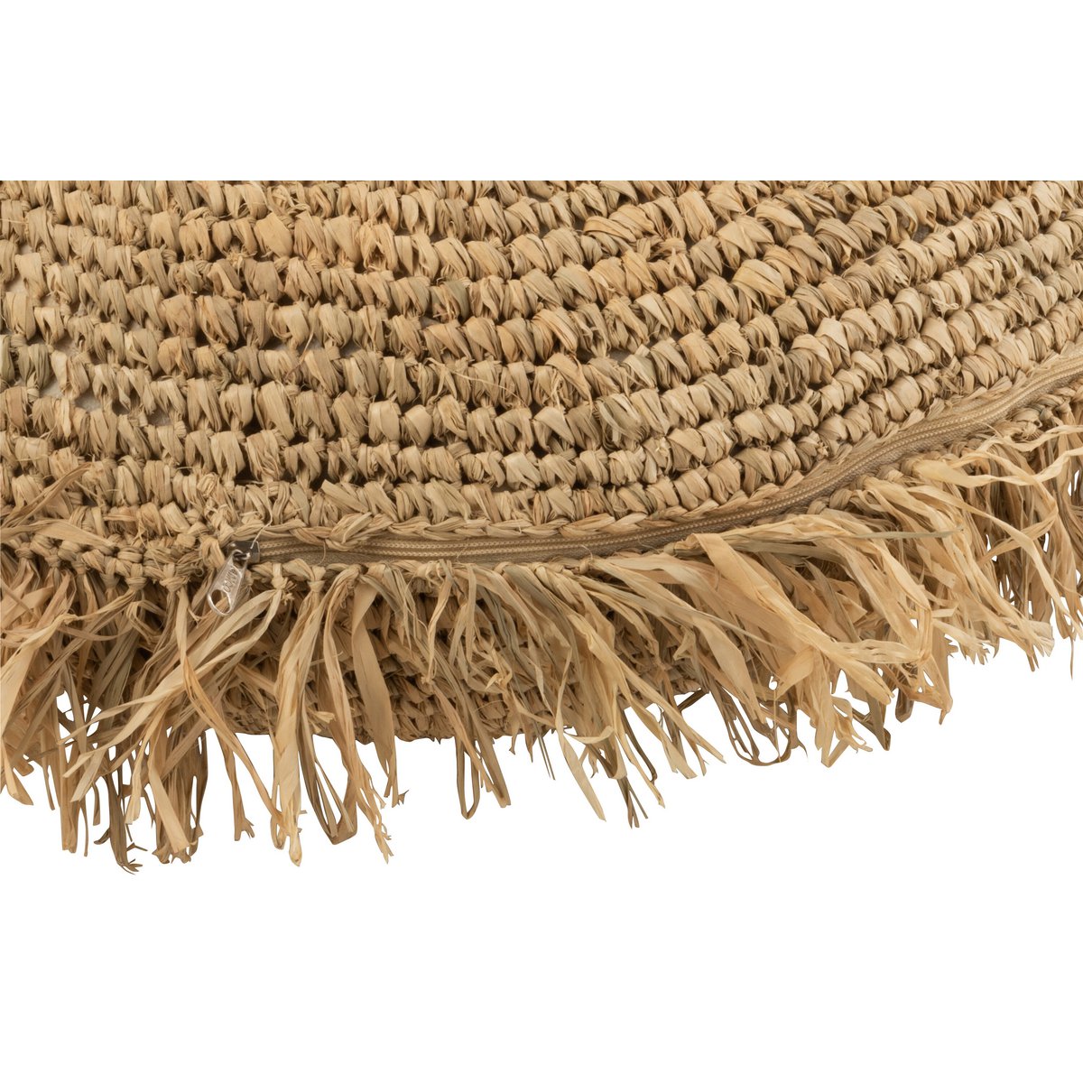 J-Line - Kussen Rond Raffia  - Jute - N Aturel