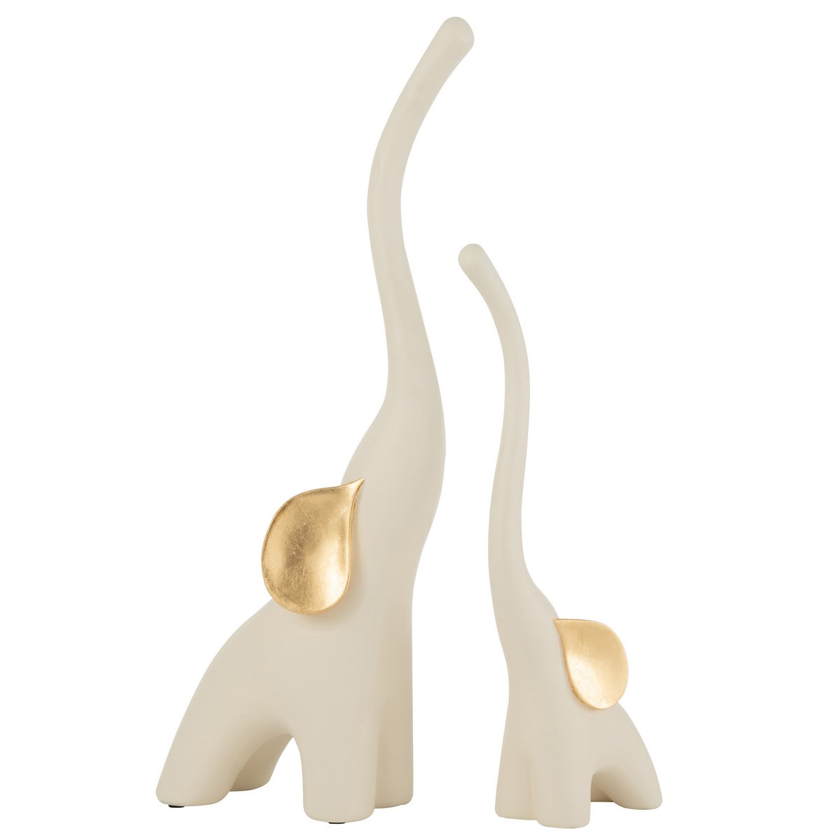 J-Line - Figuur Olifant - Resine - Crème/Goud - Large