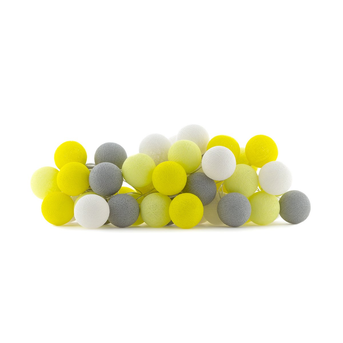 Cotton Ball Lights - Regular Lichtslinger - Yellow/Grey + Adapter - 20 cotton balls