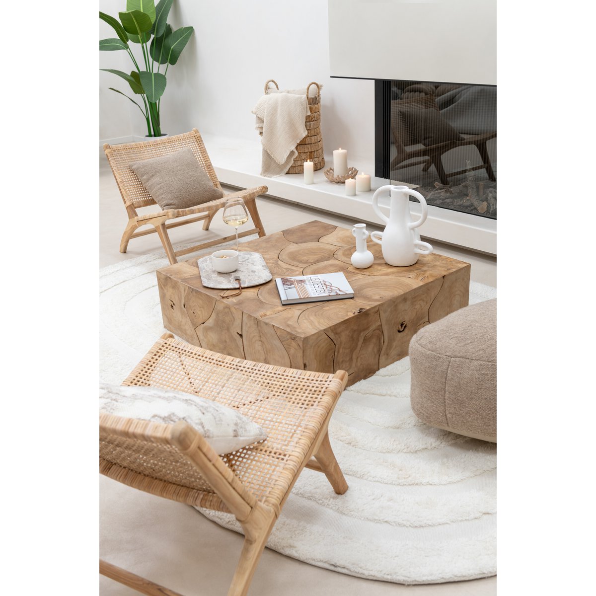 J-Line - Fauteuil Geweven - Hout - Naturel