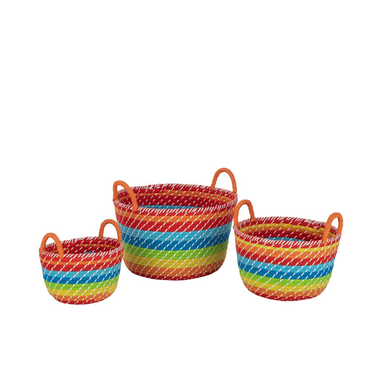 J-Line - Set Van 3 Mand Regenboog Strepen+Handvaten Zeegras Mix