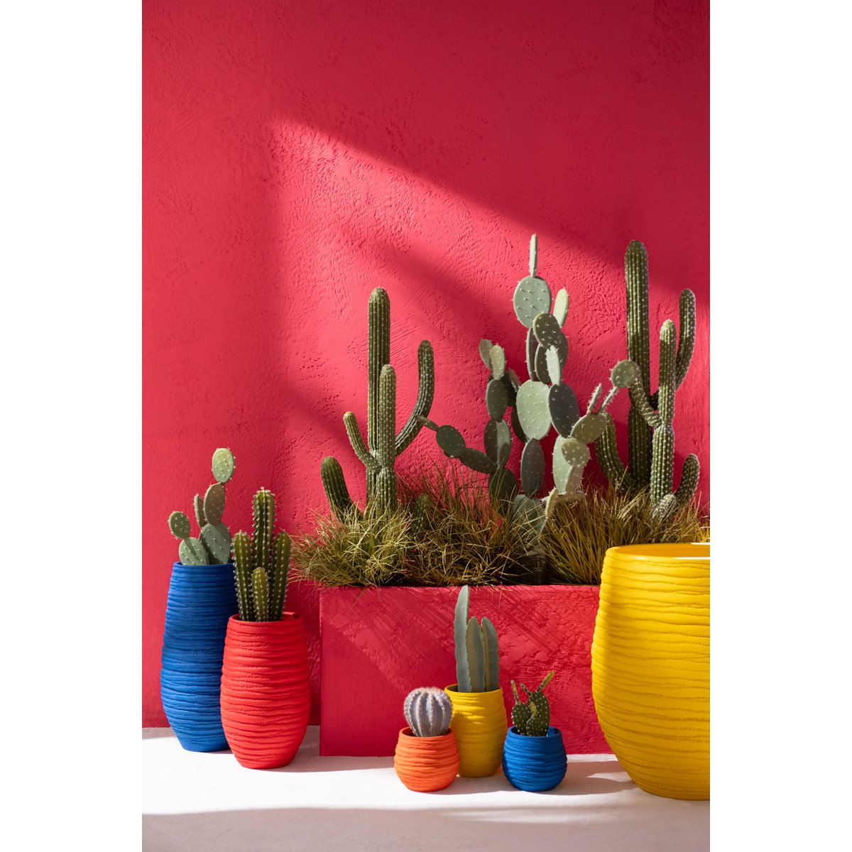 J-Line - Cactus+Pot Kunststof Groen/Melamine Wit Large