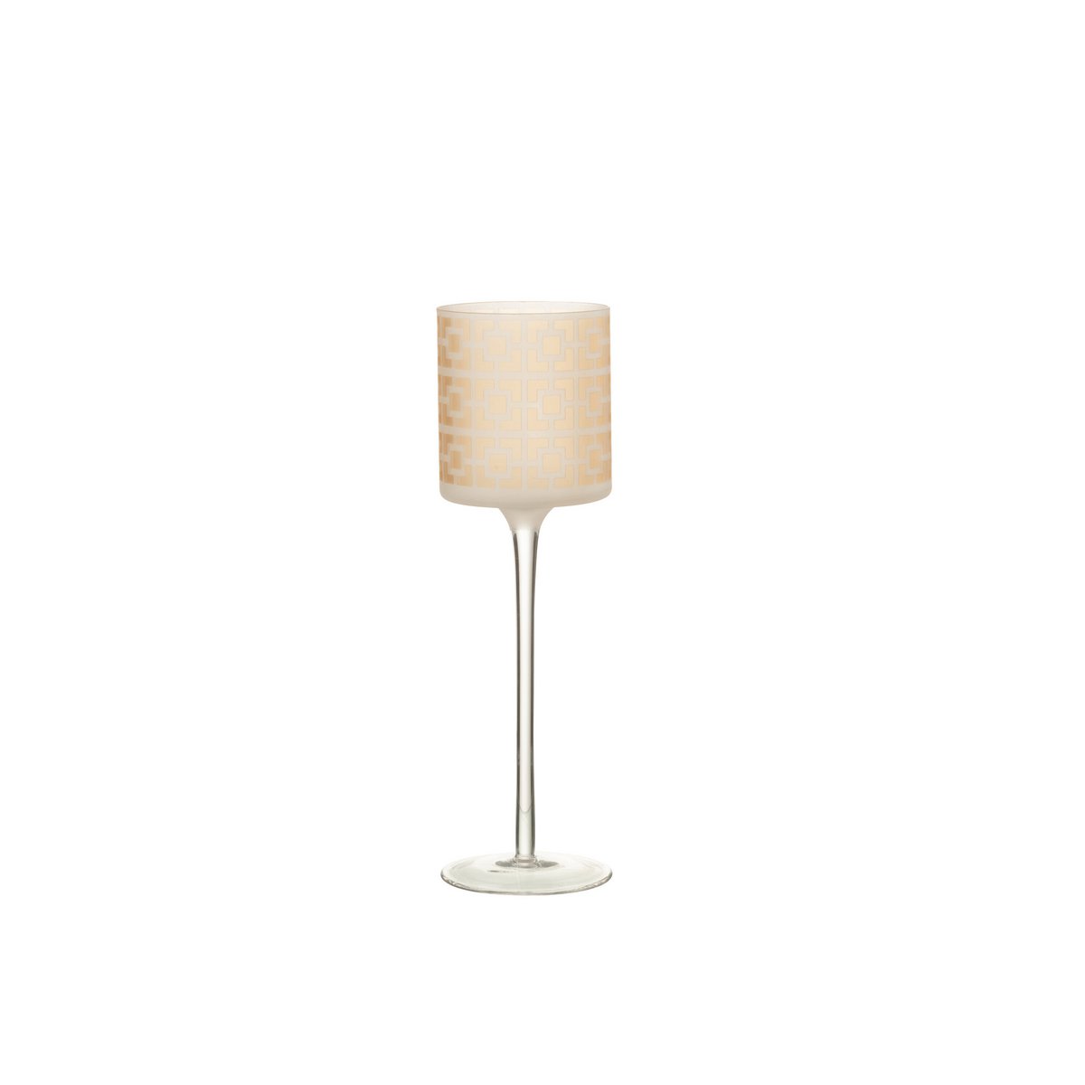 J-Line - Waxinelichthouder Op Voet - Glas - Beige - Large