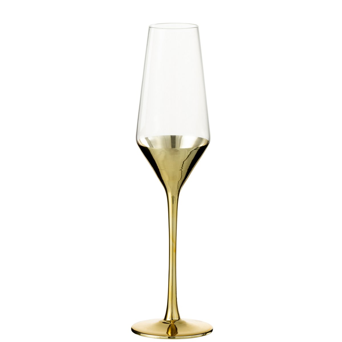 J-Line - Champagneglas - Glas - Goud/ Transparant