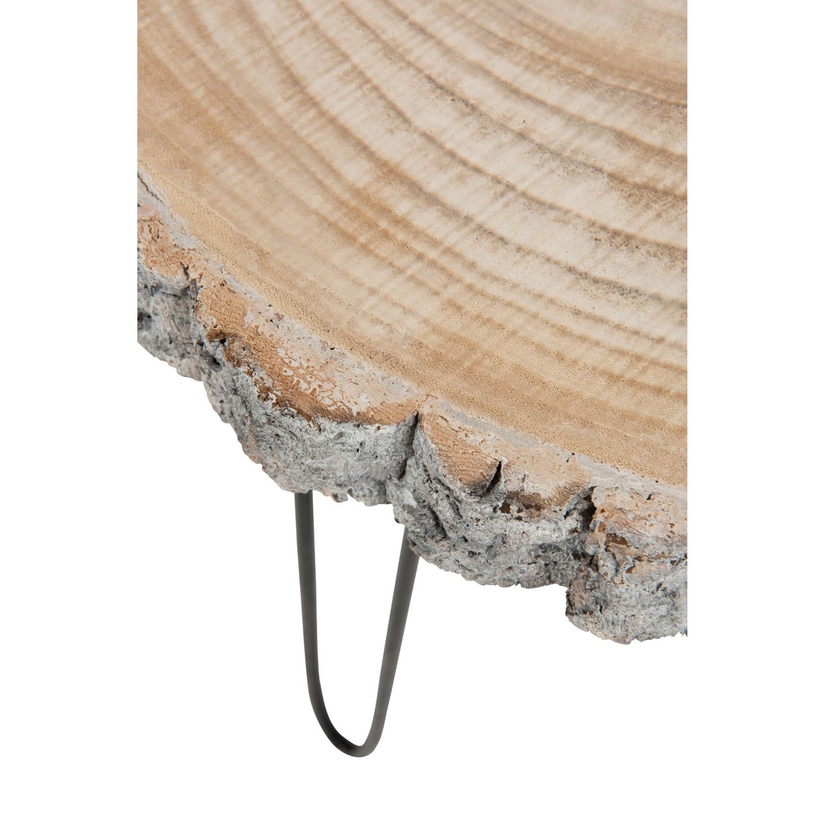 J-Line - Bijzettafel Paulownia - Hout/Ijzer - Grijs - Small