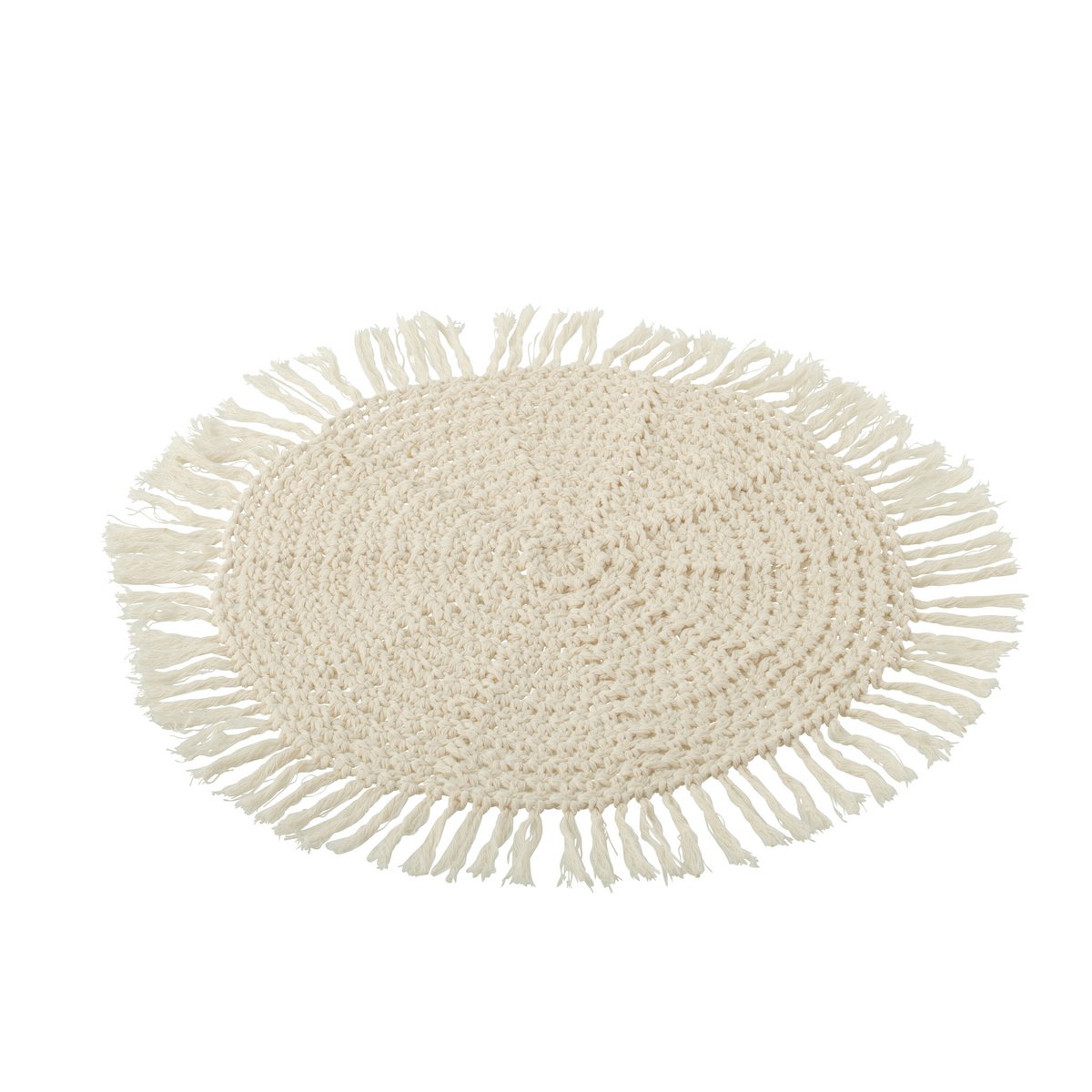 J-Line - Placemat Rond Geweven+Franjes Polyester Beige