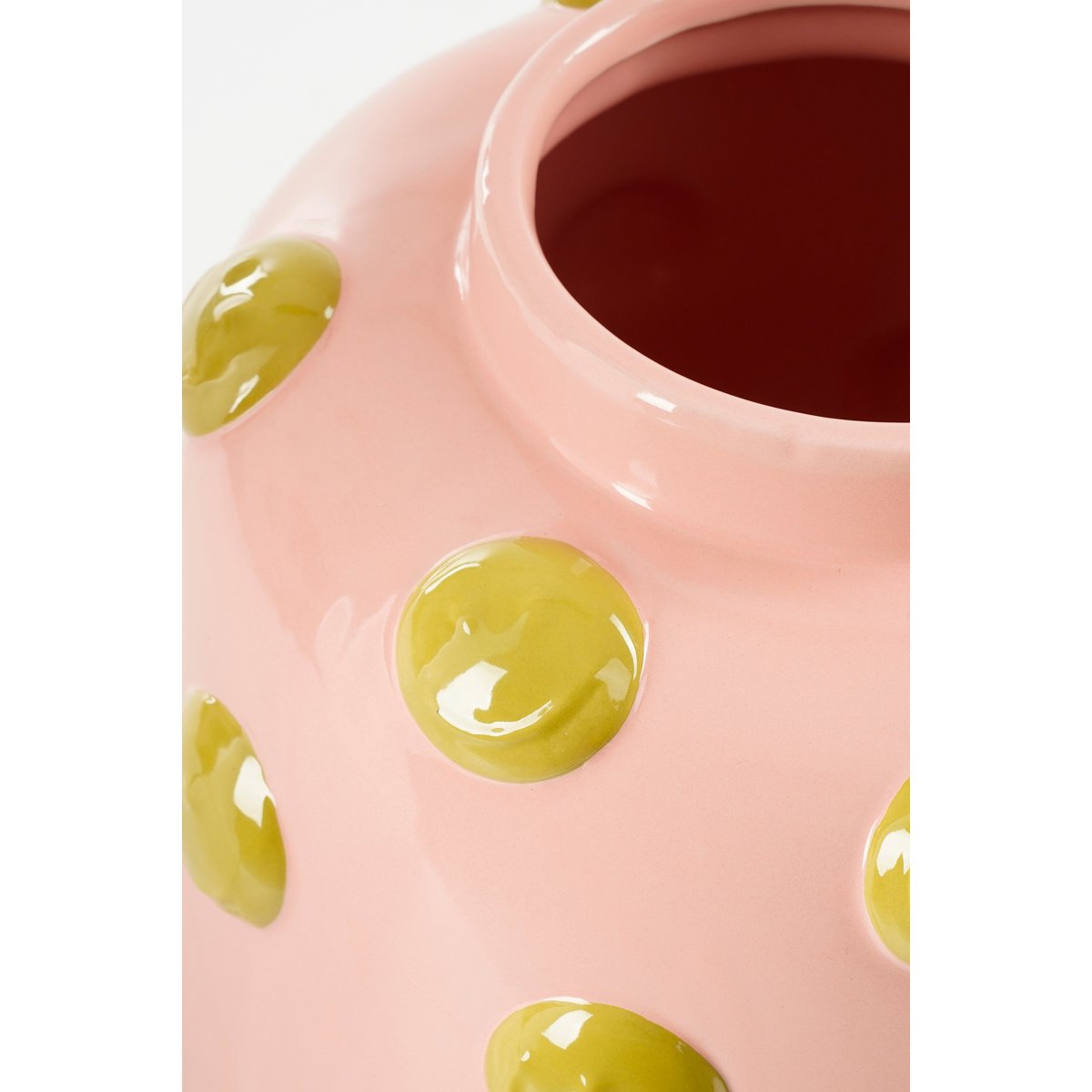 Mica Decorations - Smiley Vaas - H28 x Ø29 cm - Keramiek - Lichtroze, Oker