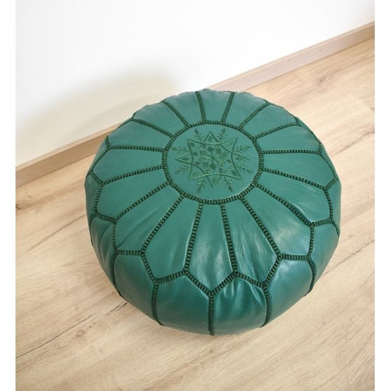 Poufs & Pillows - Leren poef - volledig groen - gevuld geleverd