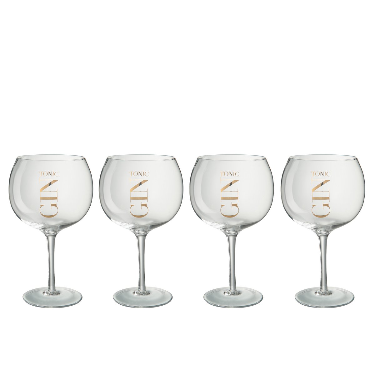 J-Line Hoog Gin glas - glas - transparant/ goud - giftboxx