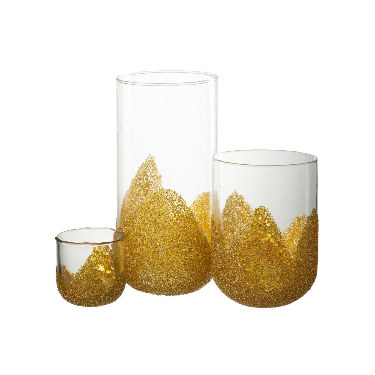 J-Line - Kaarsenhouder Strass - Glas - Transparant/Goud - Large