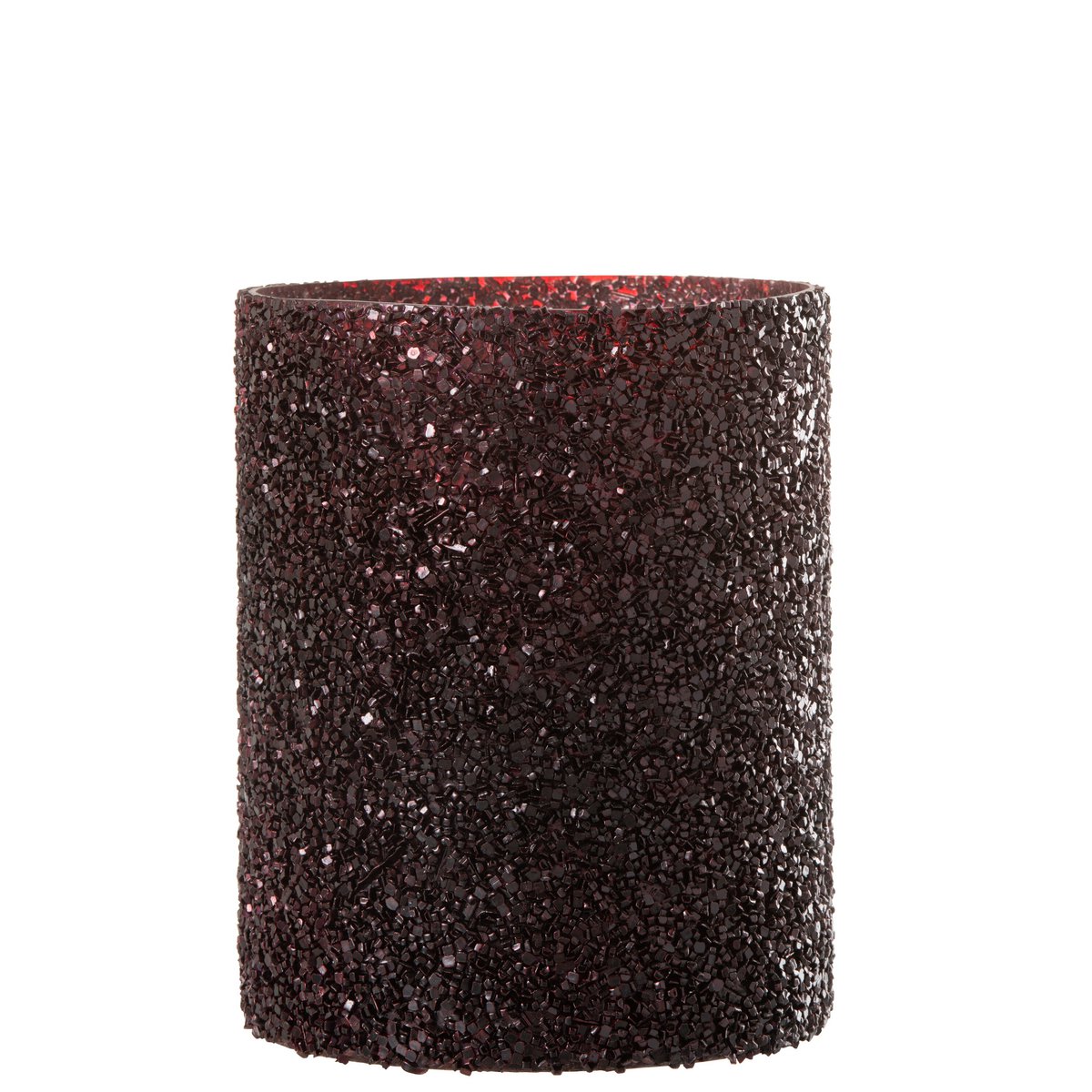 J-Line - Lantaarn Glitter Glas Bordeaux Groot