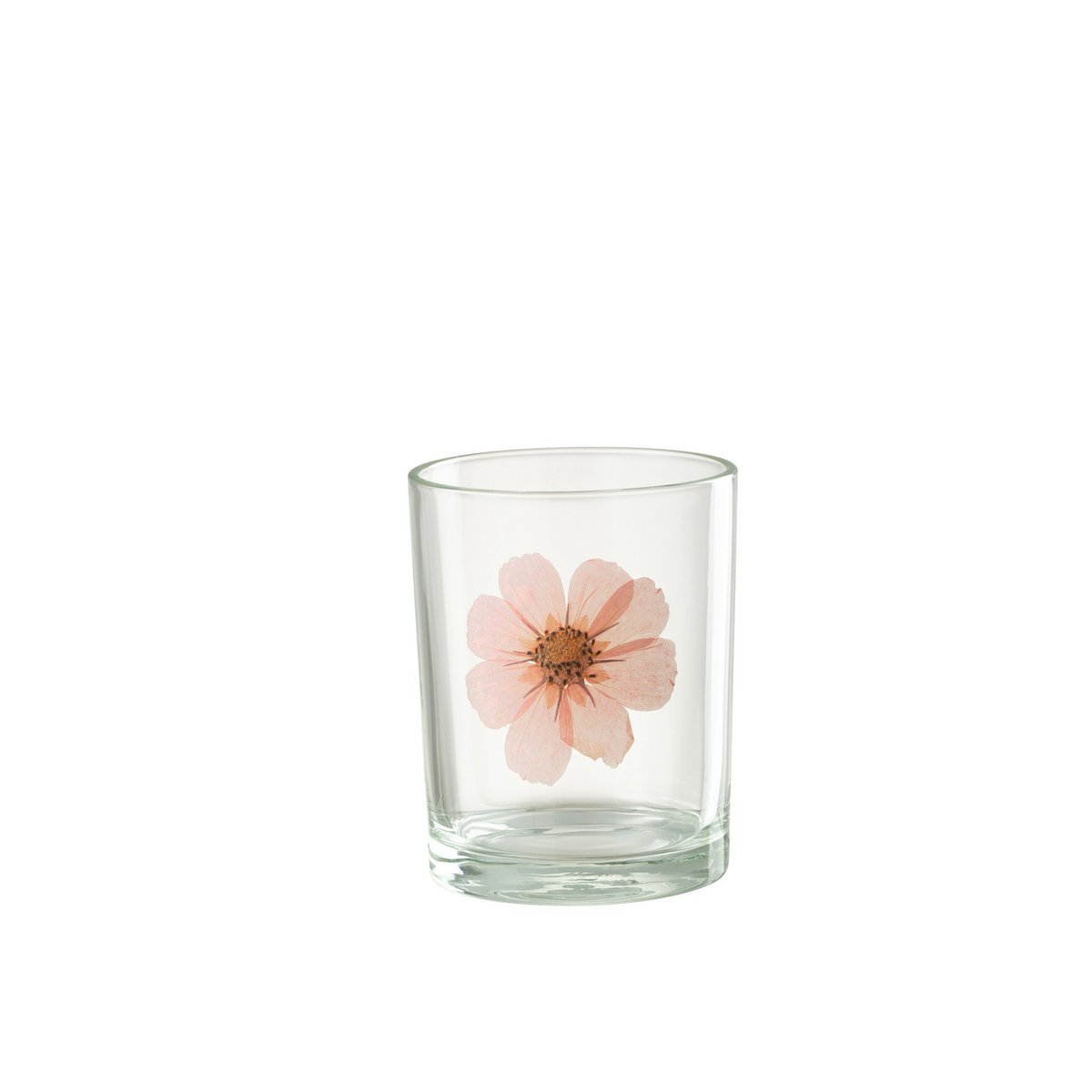 J-Line - Windlicht Bloem - Glas - Roze/Mix