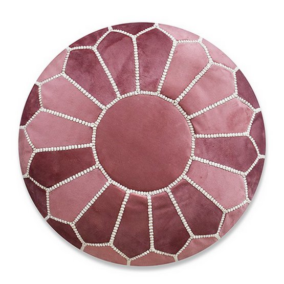 Poefs & Pillows - Fluwelen poef - roze - gevuld geleverd