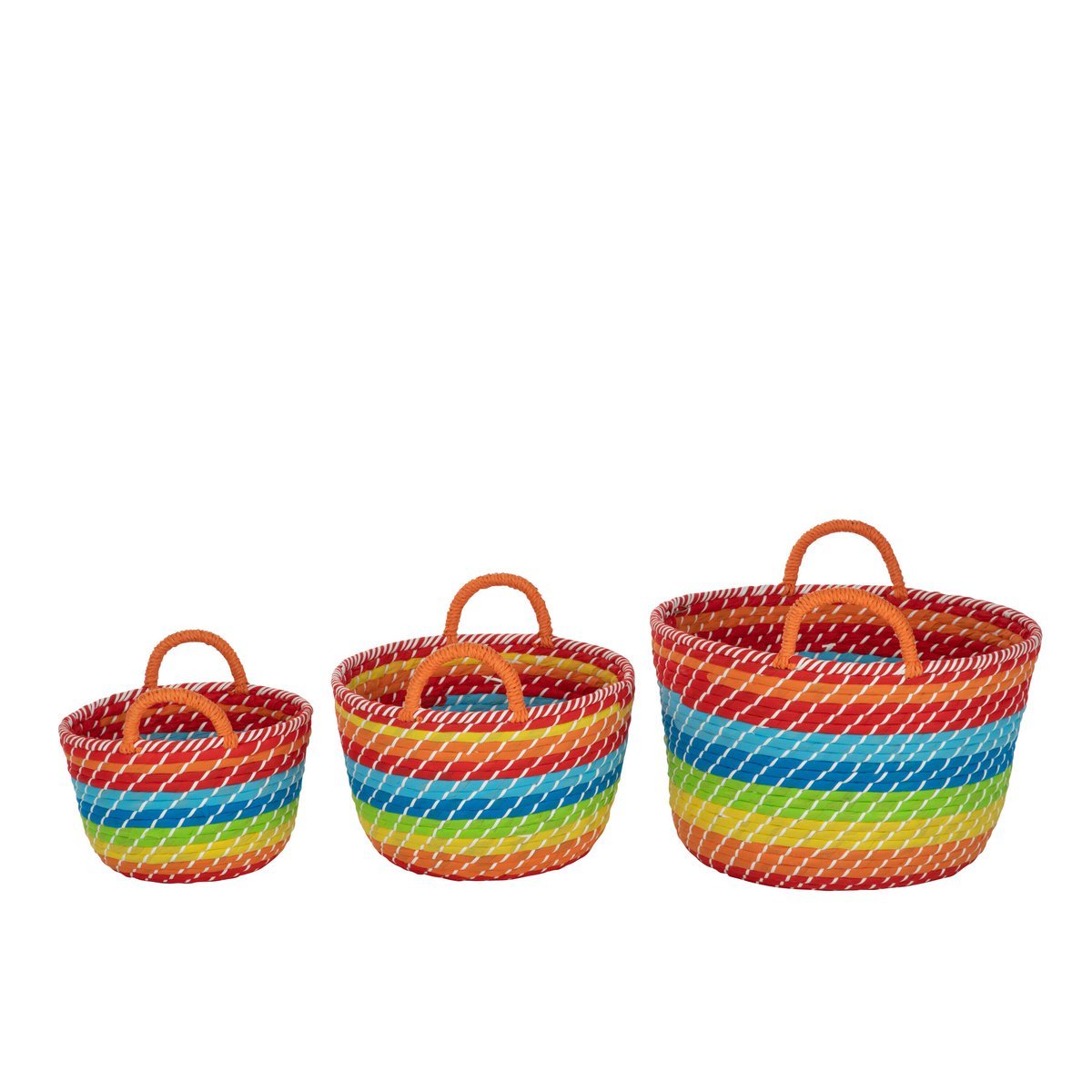 J-Line - Set Van 3 Mand Regenboog Strepen+Handvaten Zeegras Mix