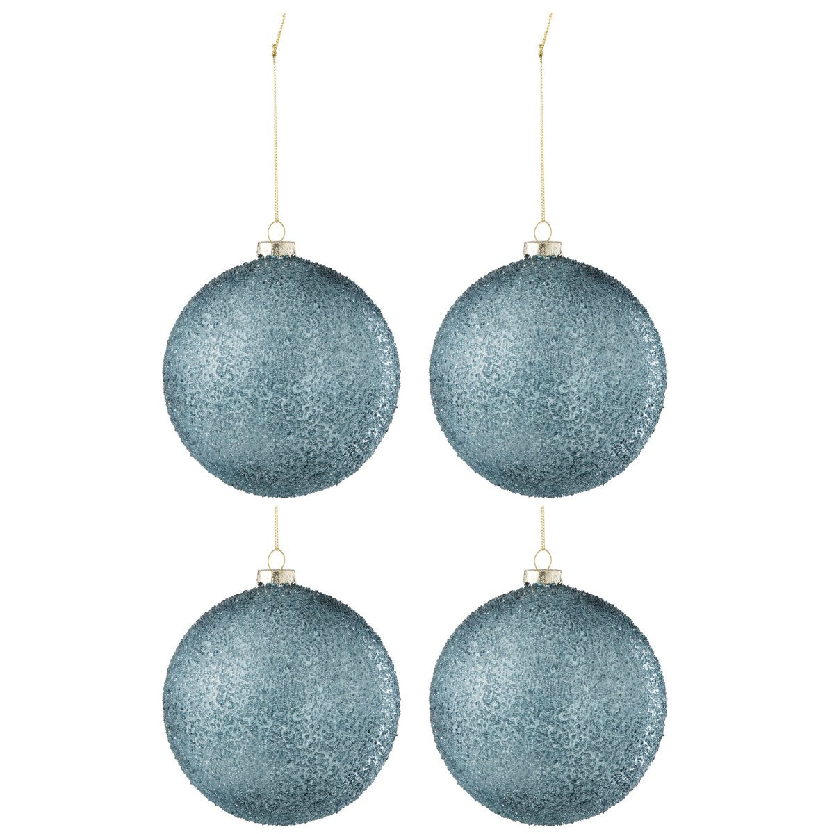 J-Line - Doos met kerstballen 'Parels' (Maat L, Set van 4, Blauw)