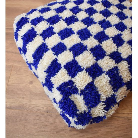 Poufs & Pillows - Geruit vloerkussen - blauw en wit