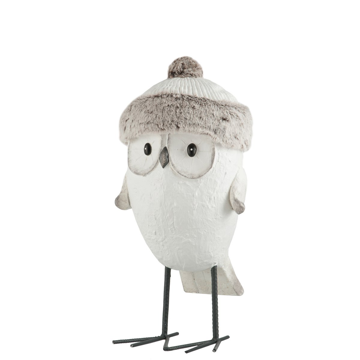 J-Line - Decoratief kerstfiguur 'Winter uil' (Maat L, Wit)