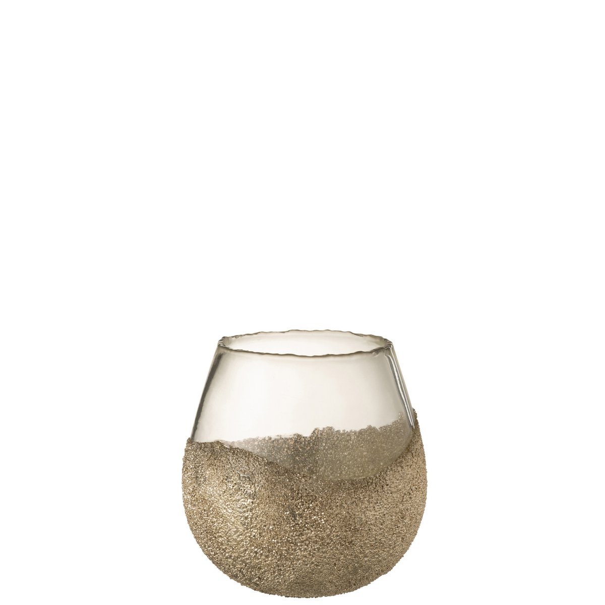 J-Line - Kaarsenhouder Helft Parels Rond - Glas - Goud - Medium