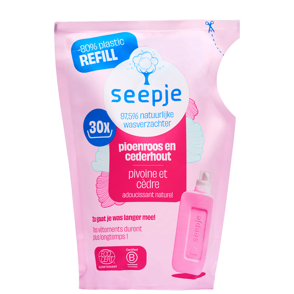 Seepje - Wasverzachter refill | Pioenroos en Cederhout