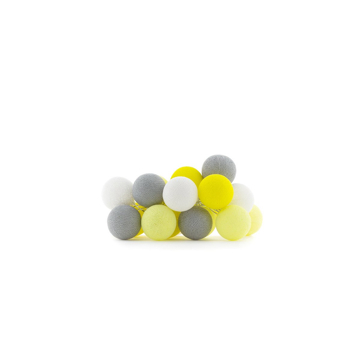 Cotton Ball Lights - Regular Lichtslinger - Yellow/Grey + Adapter - 20 cotton balls