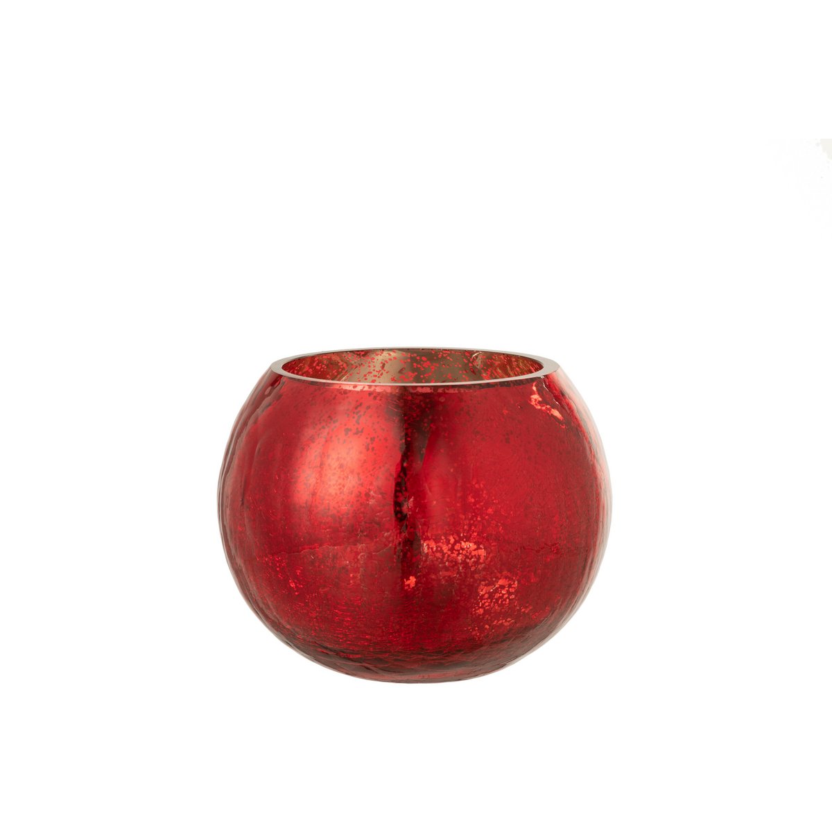 J-Line - Windlicht Bol Parel Effect - Kaarsenhouder - Glas - Rood - Medium