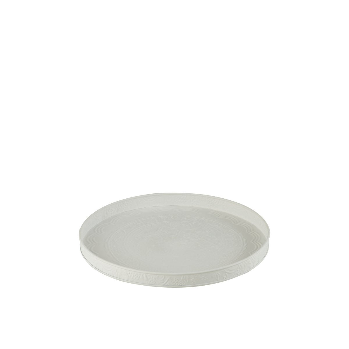 J-Line - Plateau Rond Klassiek - Ijzer - Wit - Small