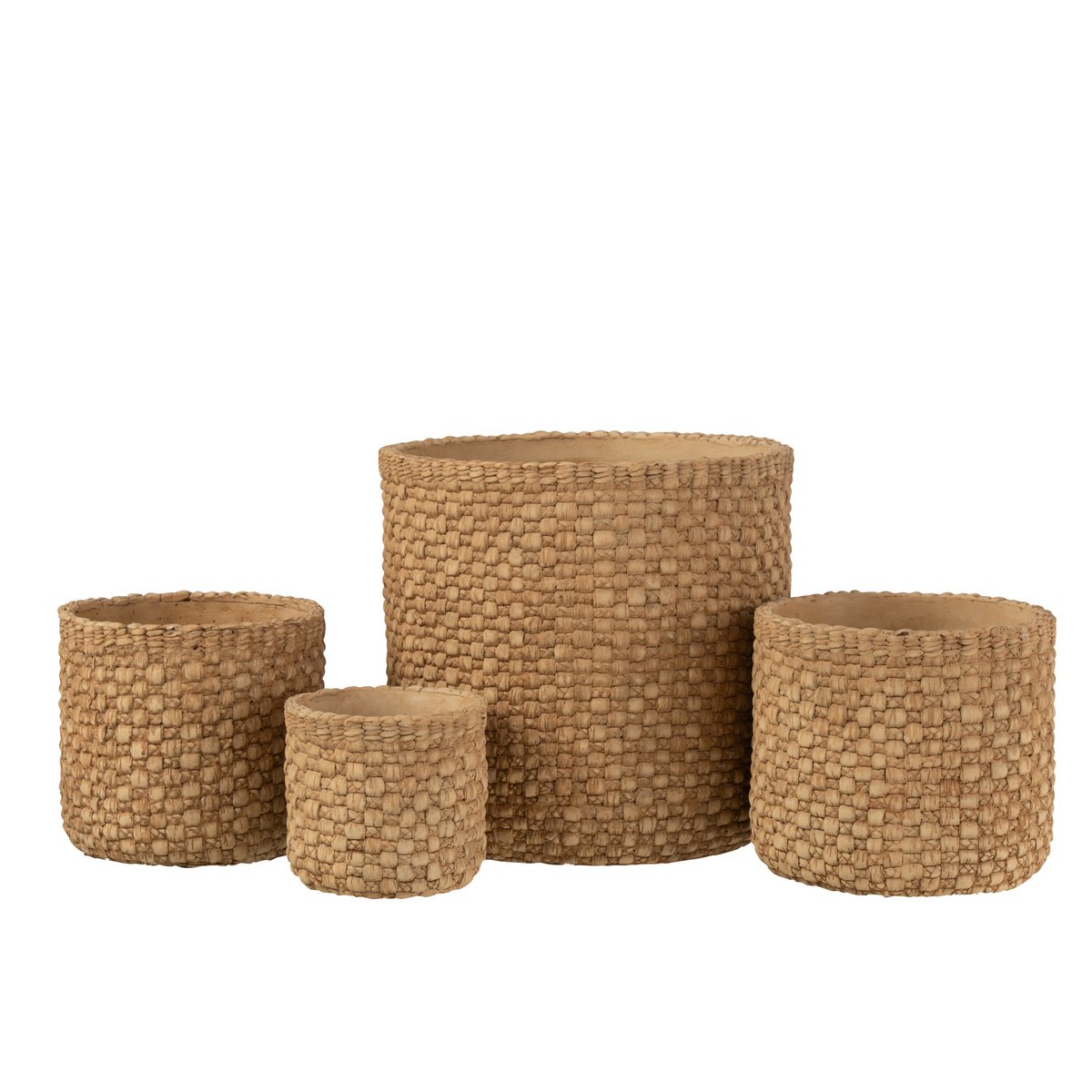 J-Line - Bloempot Gewoven - Cement - Beige - Ø27cm