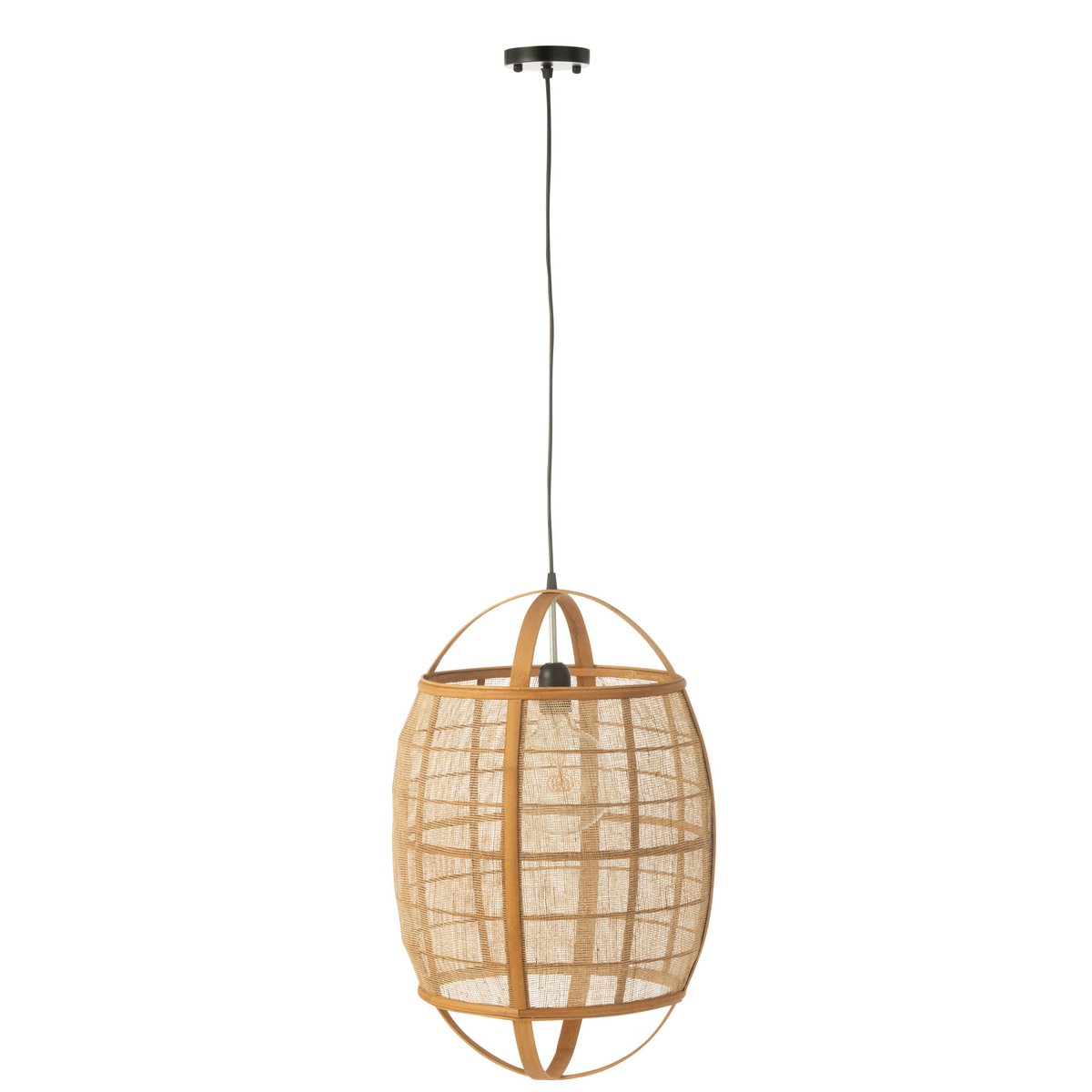 J-Line - Hanglamp Ion Linnen/Bamboe Naturel Small