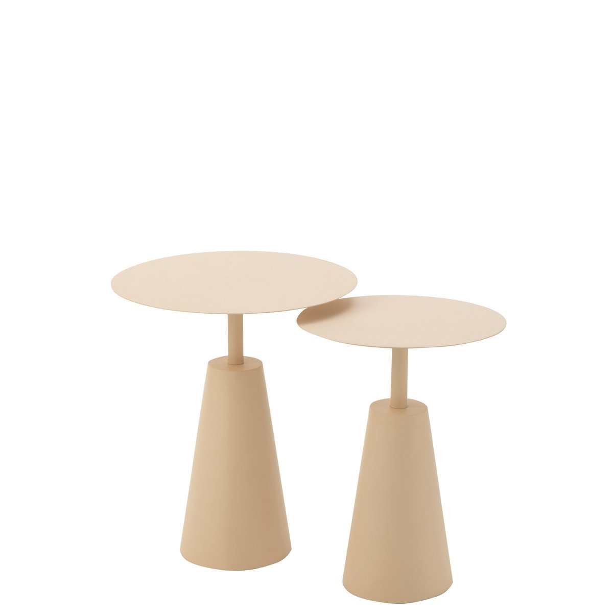 J-Line - Bijzettafel 'Round' (Set van 2, Beige)