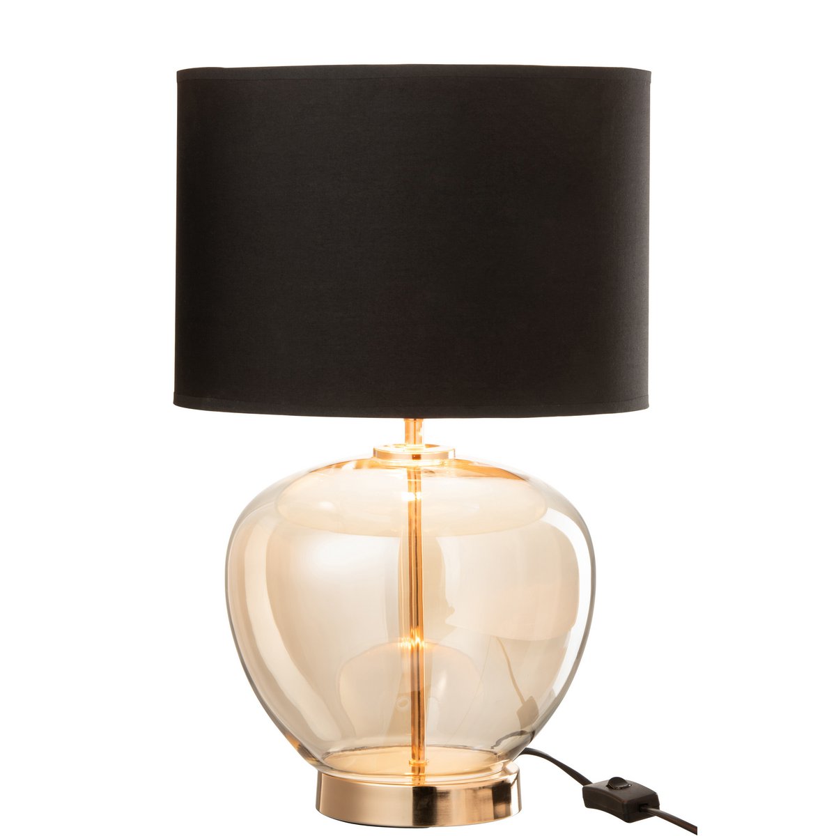 J-Line - Lamp Transparant Glas/Textiel Goud/Zwart