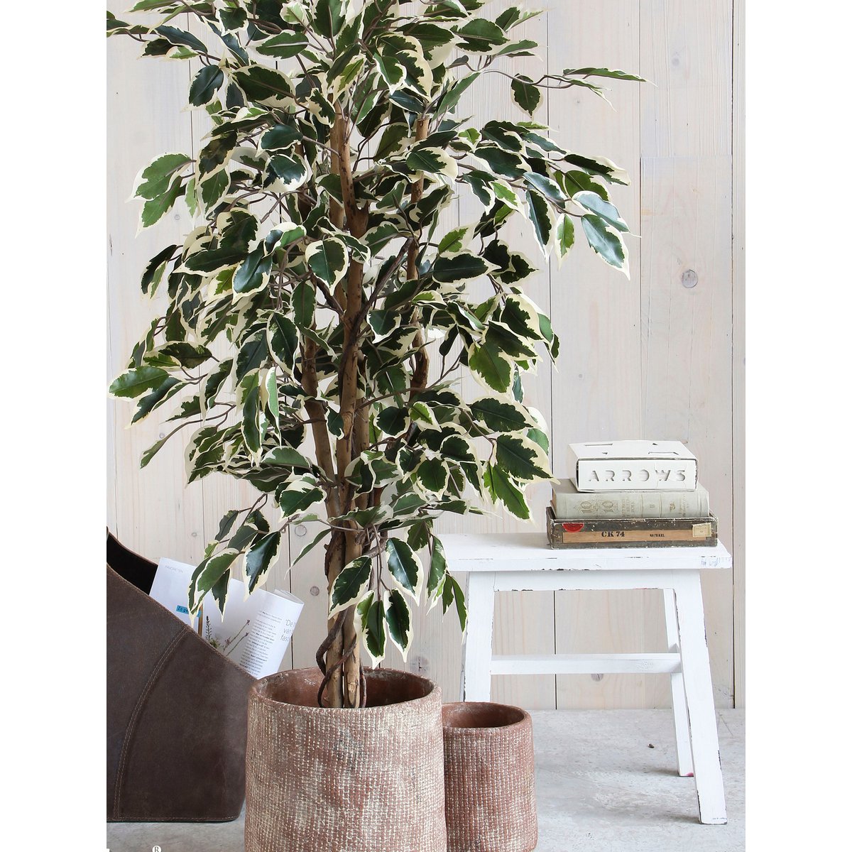 Mica Decorations - Ficus Kunstplant - H110 x Ø70 cm - Groen Bont