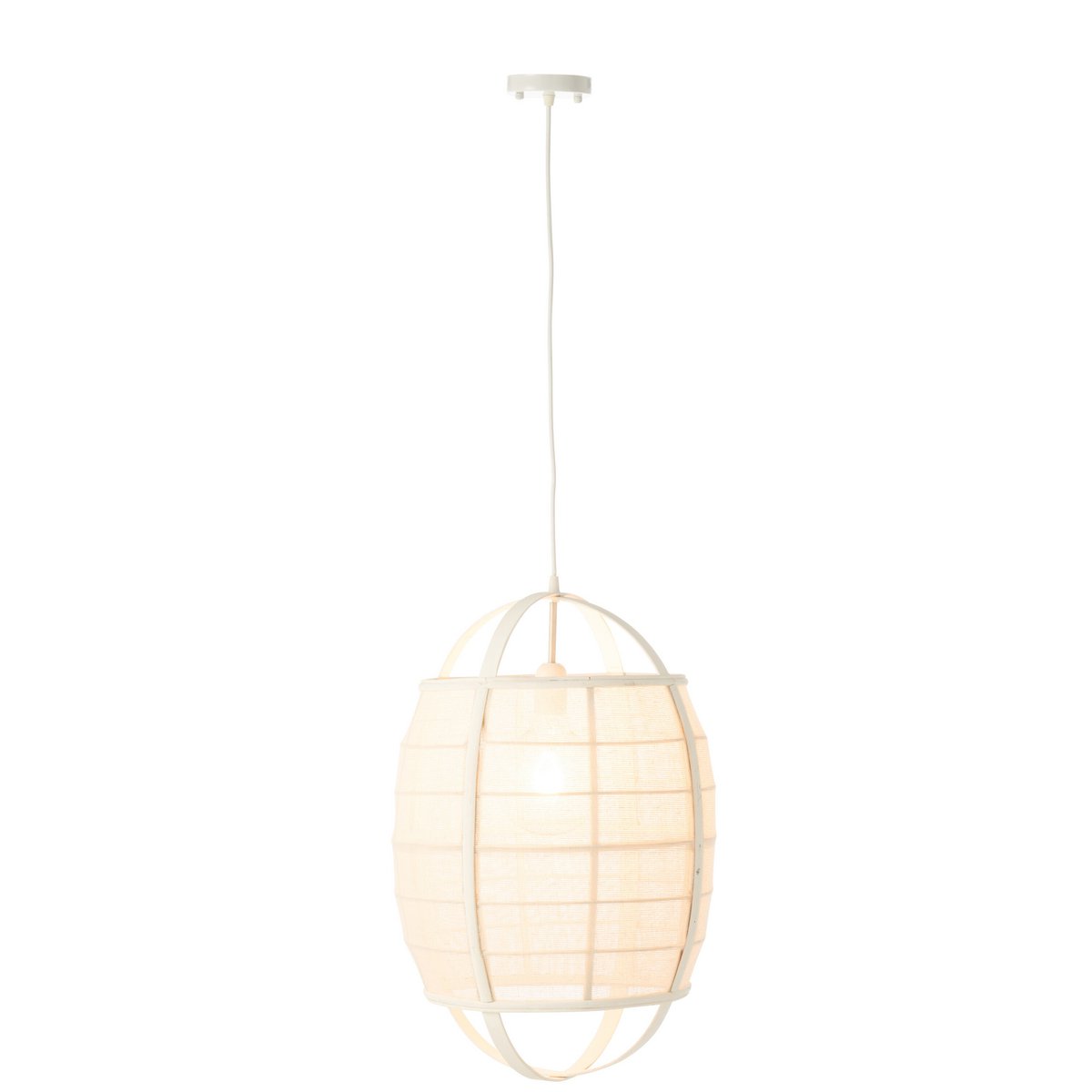 J-Line - Hanglamp Ion Linnen/Bamboe Wit Small